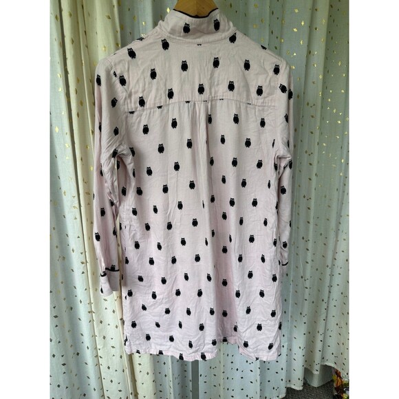 Kate Spade Owl Lovers Button Down Front Pockets Pajama PJ Sleep Shirt Dress S - Picture 5 of 9